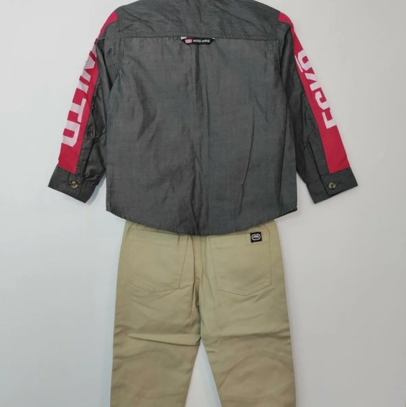 🆕️Ecko Unltd Boys 2pc Outfit Sz 3T Dark Gray, Red, Khaki, White NWT - Picture 3 of 10